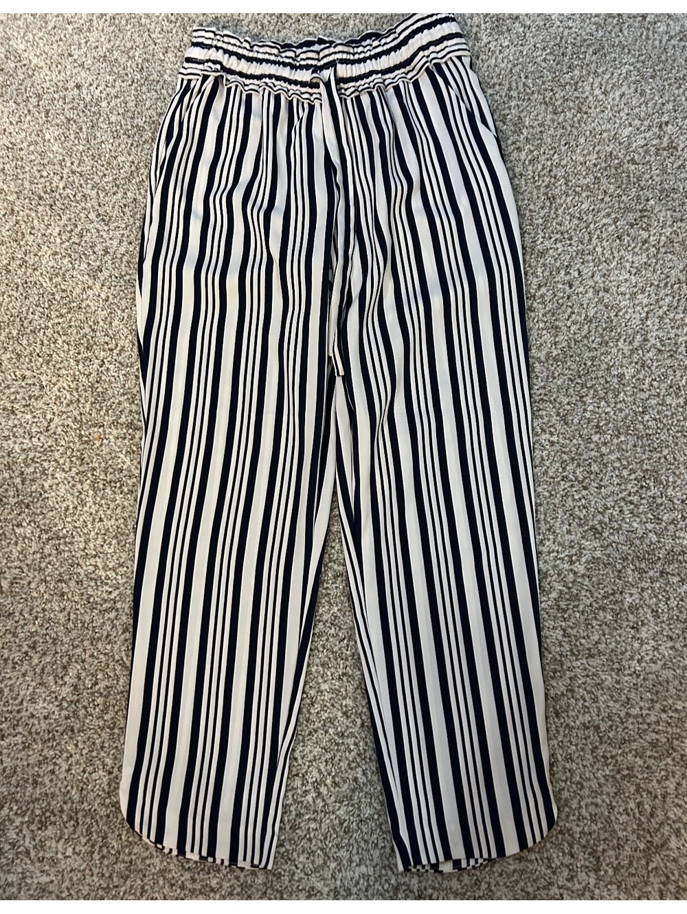 Zara Navy White Stripe Pants